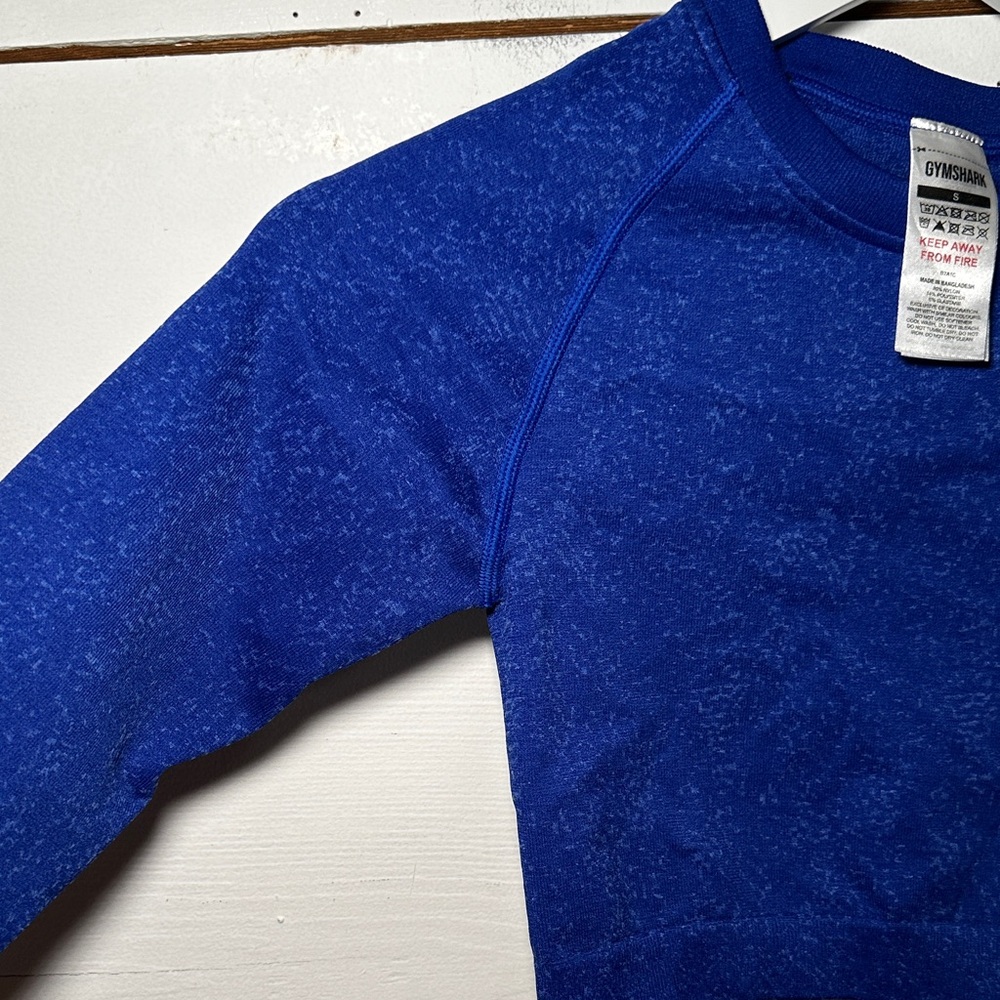 Gymshark Adapt Fleck Seamless Blue Long Sleeve Crop Top - Picture 3 of 9